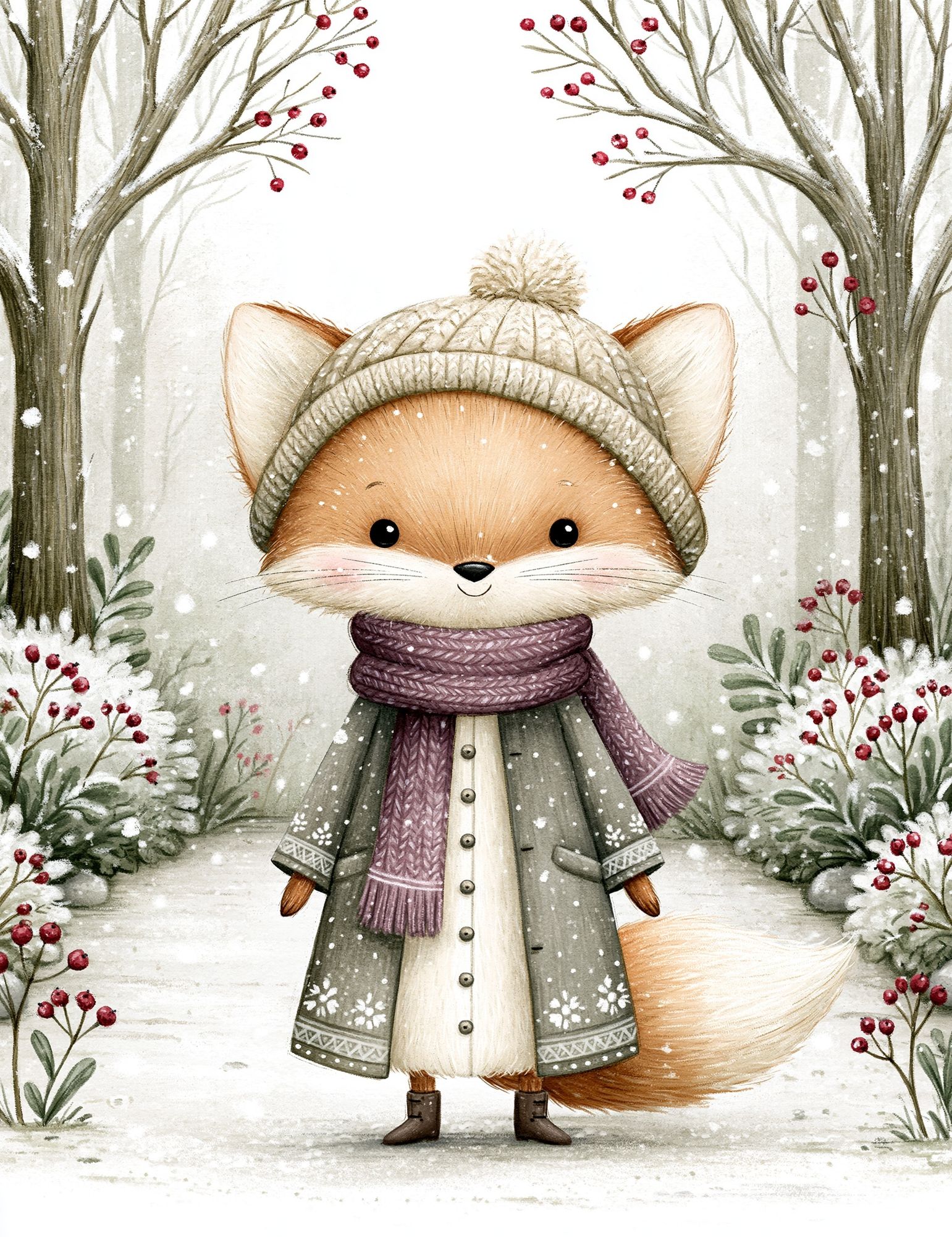Winter Fox Illustration Poster. poster — illustration art