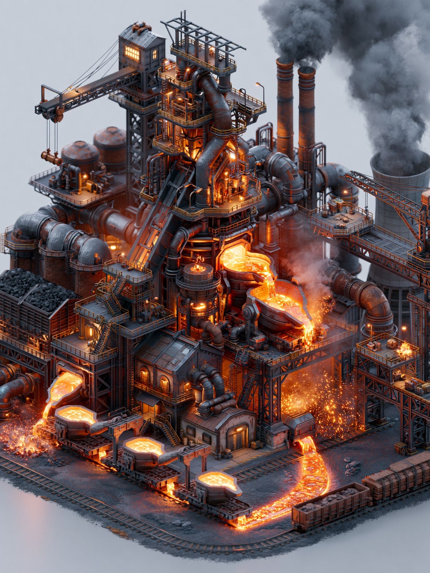 Industrial Steelworks Digital Art Poster. poster — illustration art