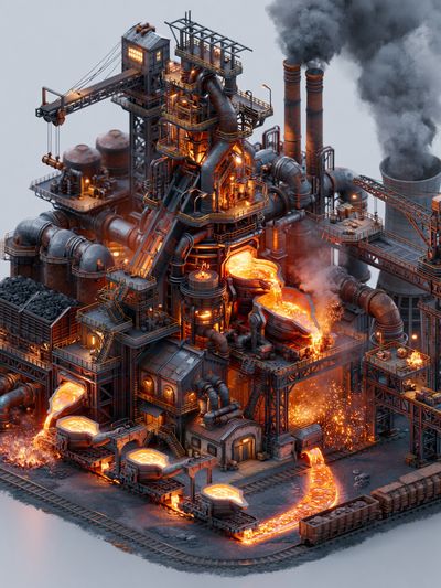 Industrial Steelworks Digital Art Poster.