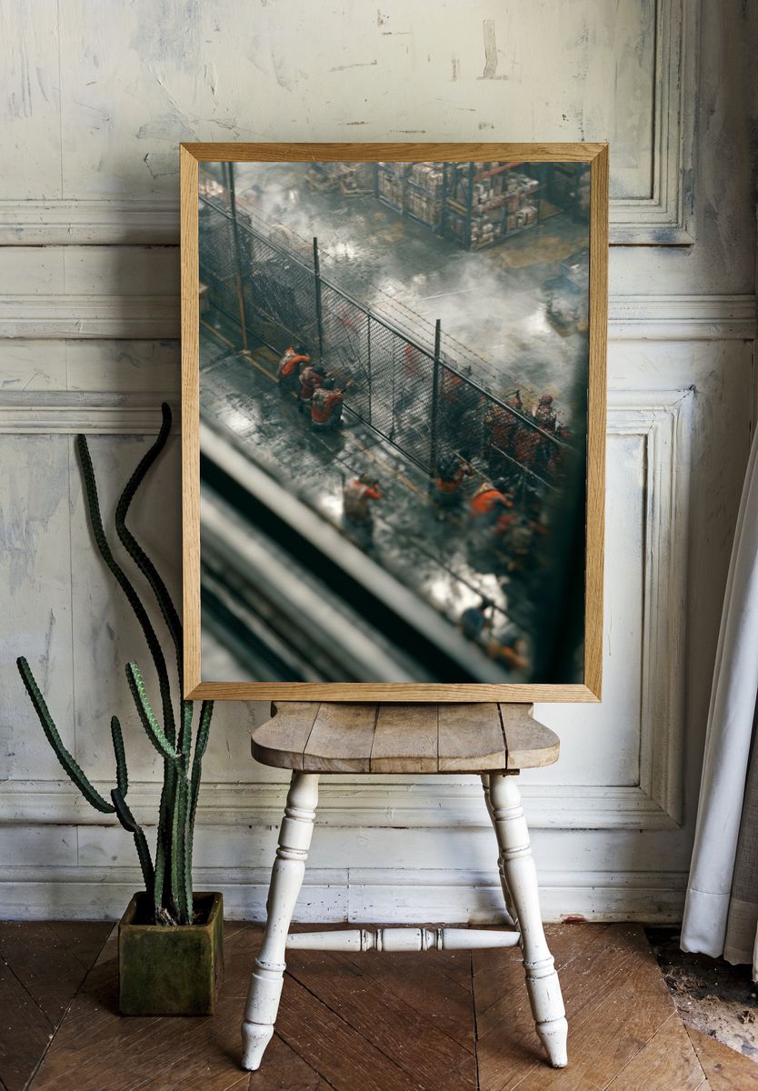 Industrial Yard Scene Photography Poster. — room view 1