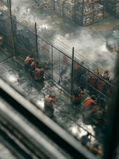 Industrial Yard Scene Photography Poster.