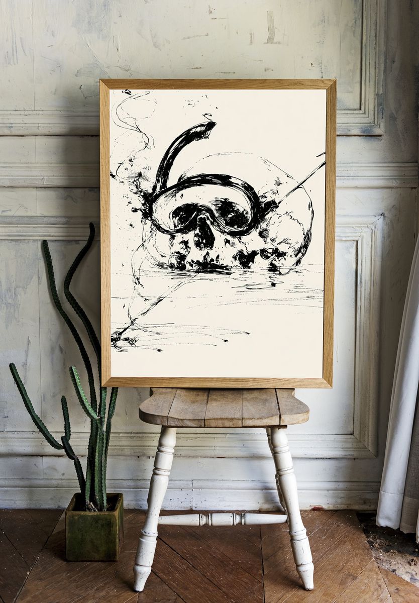 Snorkel Skull Ink Poster. — room view 1