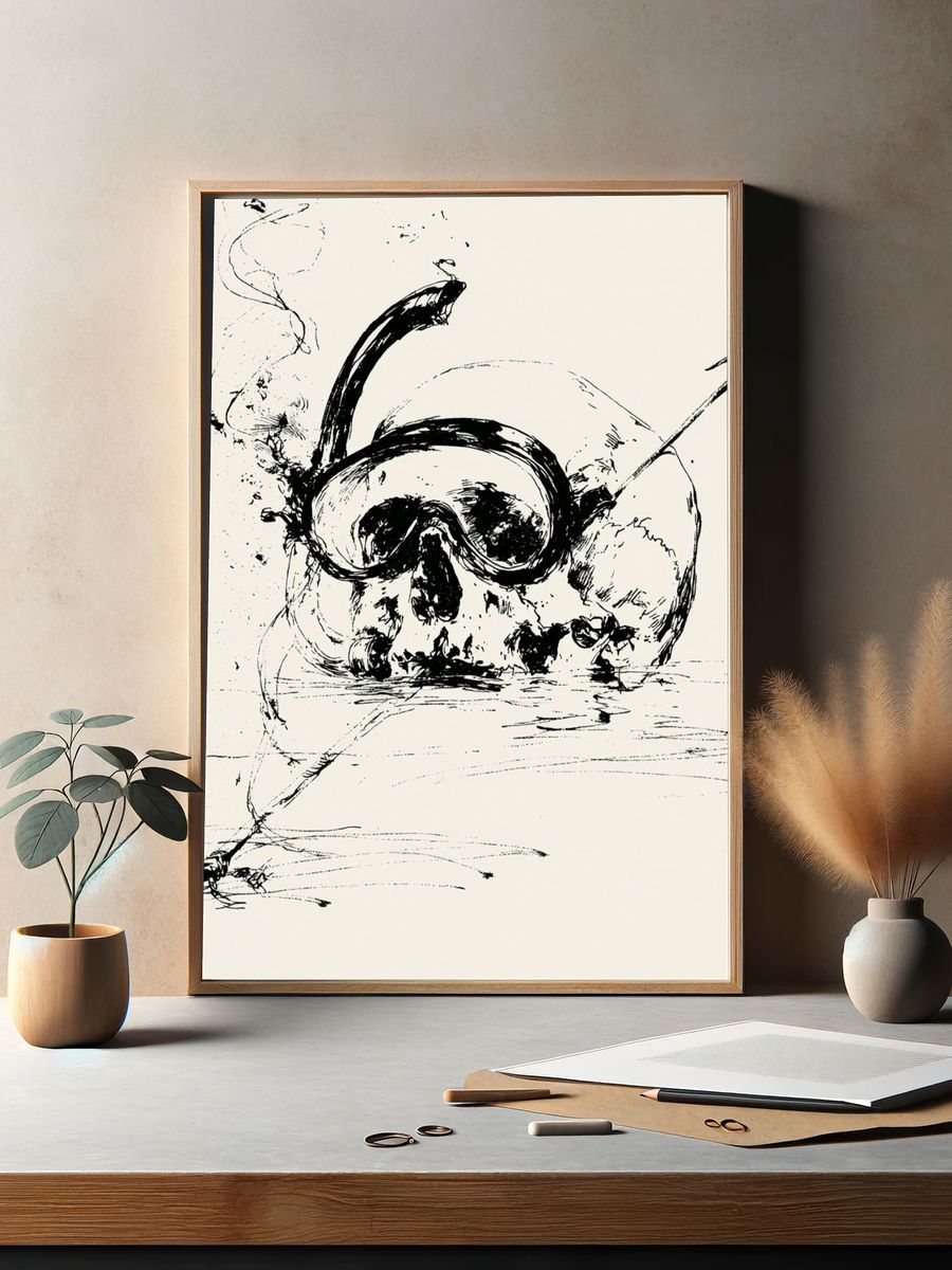 Snorkel Skull Ink Poster. — room view 2