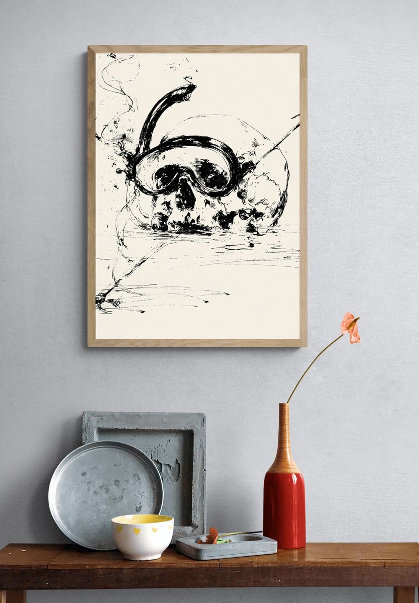 Snorkel Skull Ink Poster. — room view 3