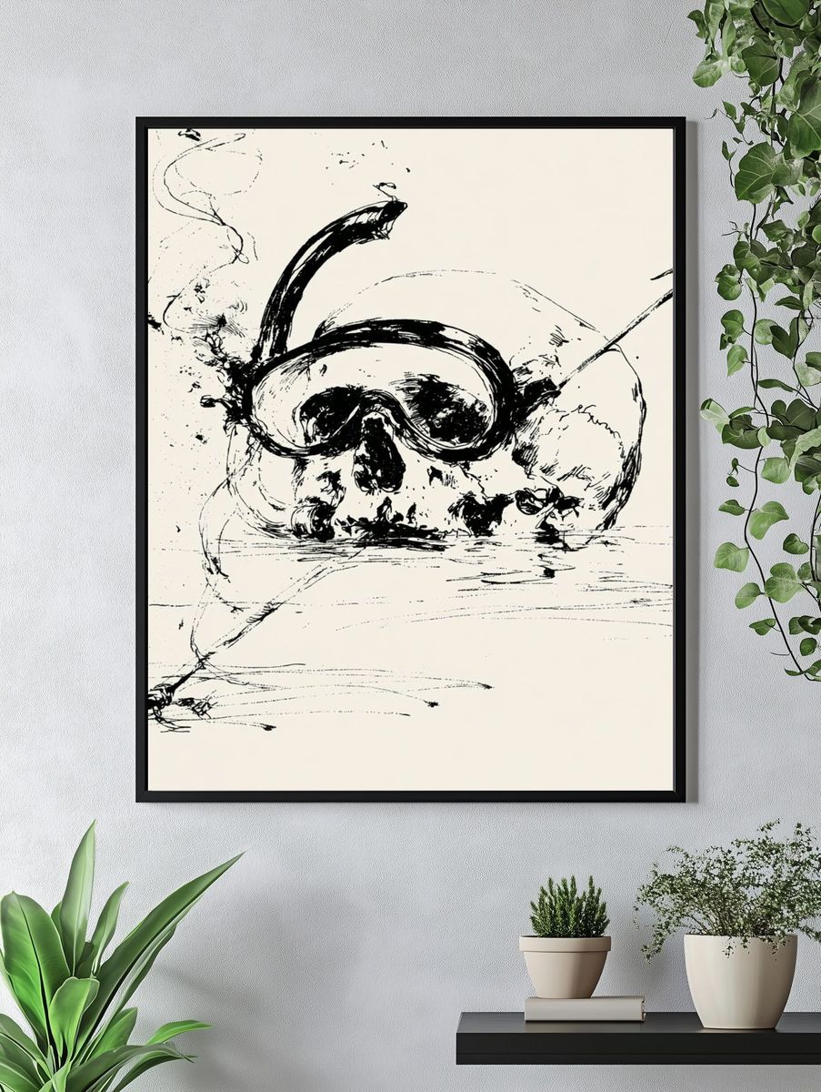 Snorkel Skull Ink Poster. — room view 4