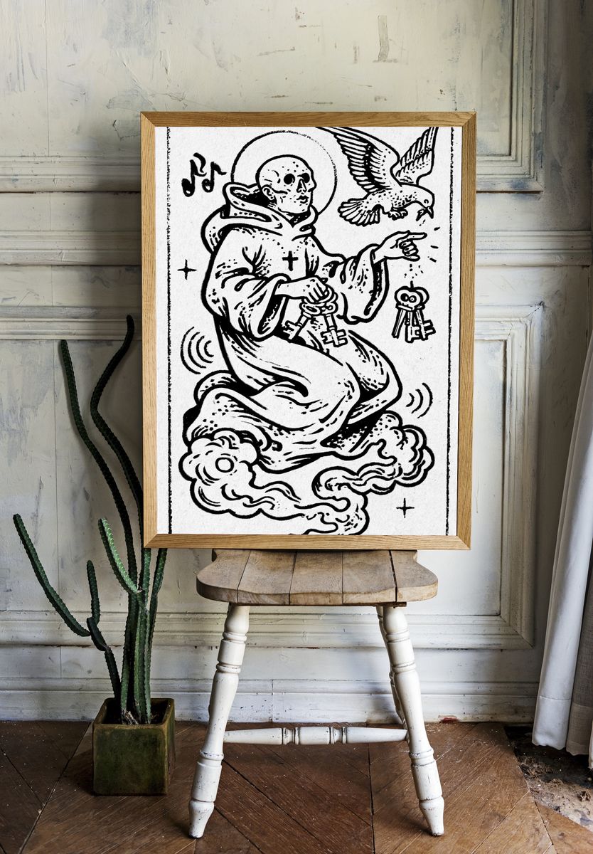 Saint with Keys Ink Poster. room preview