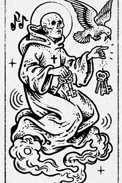 Saint with Keys Ink Poster. poster print