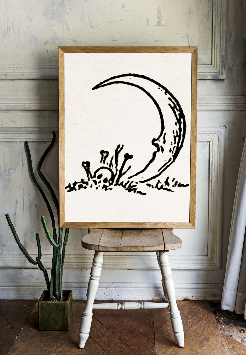 Moonrise Ink Illustration Poster. room preview