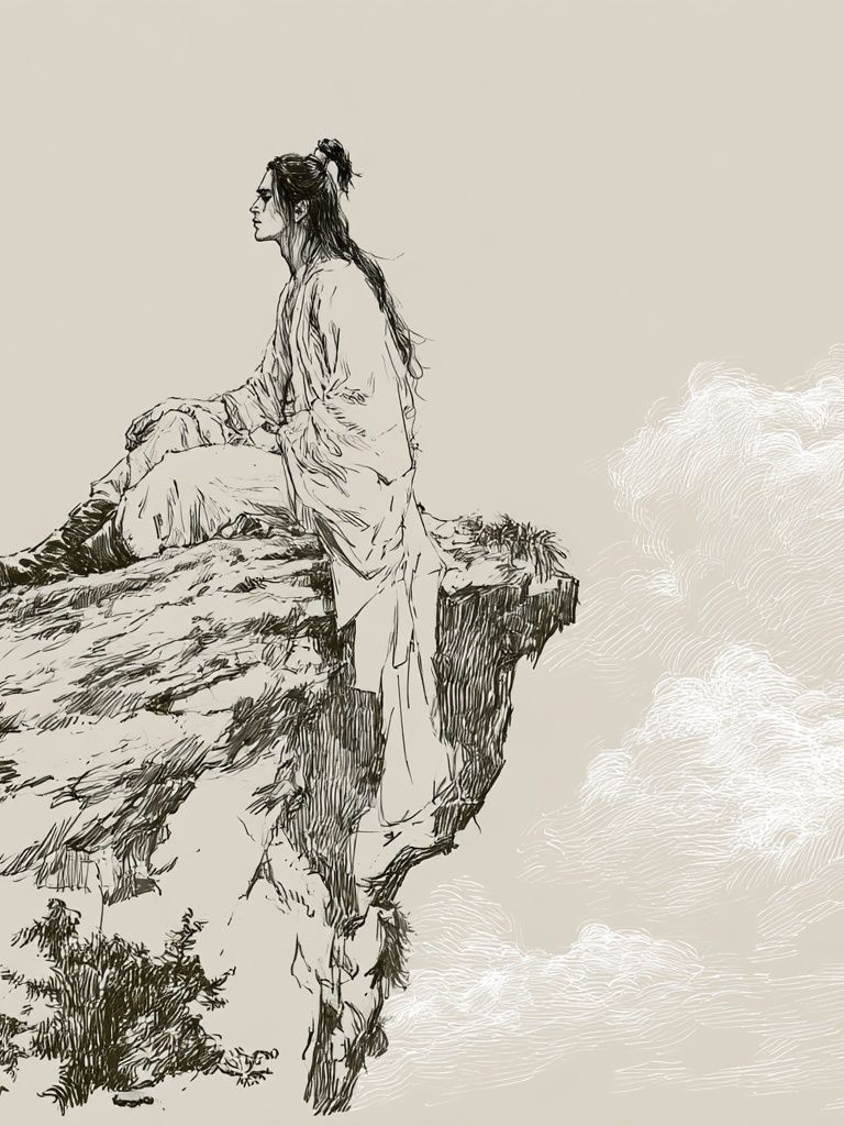 Ink Cliff Seer Illustration Poster. poster — illustration art