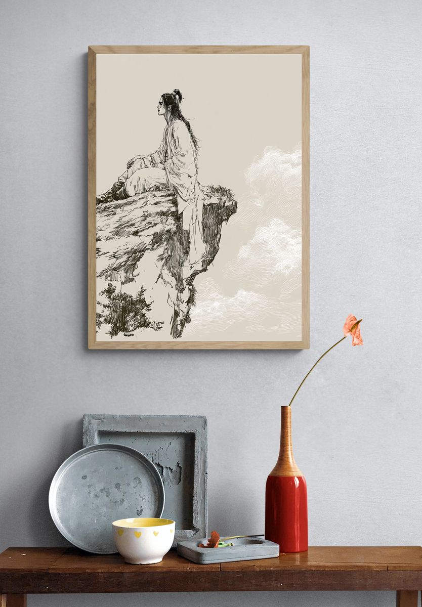 Ink Cliff Seer Illustration Poster. — room view 3