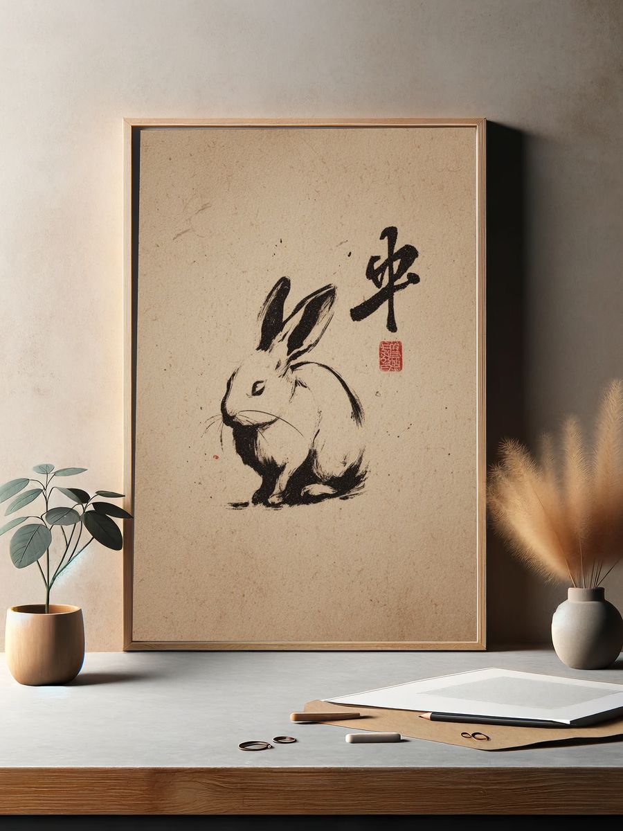 Ink Rabbit Japanese Print. — room view 2