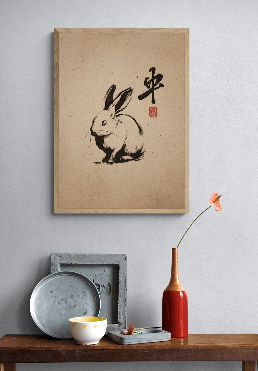 Ink Rabbit Japanese Print. — room view 3