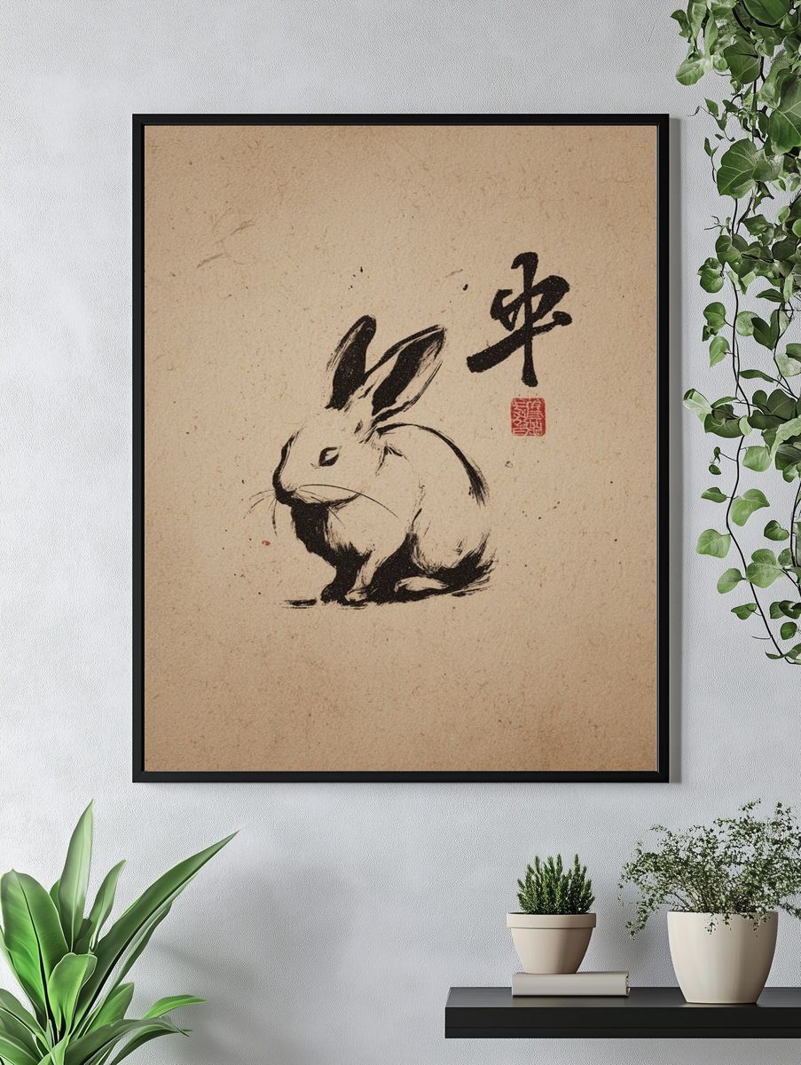 Ink Rabbit Japanese Print. — room view 4