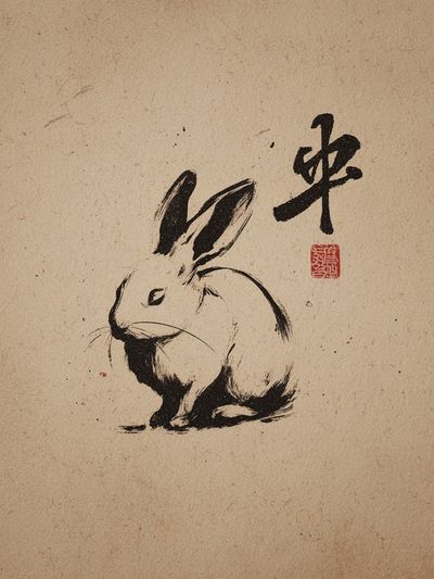 Ink Rabbit Japanese Print.