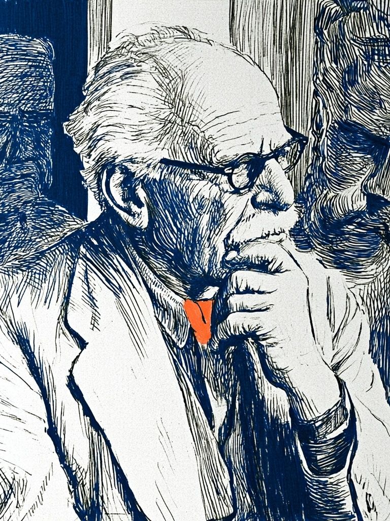 Thinking Man Ink Portrait Poster. poster — illustration art