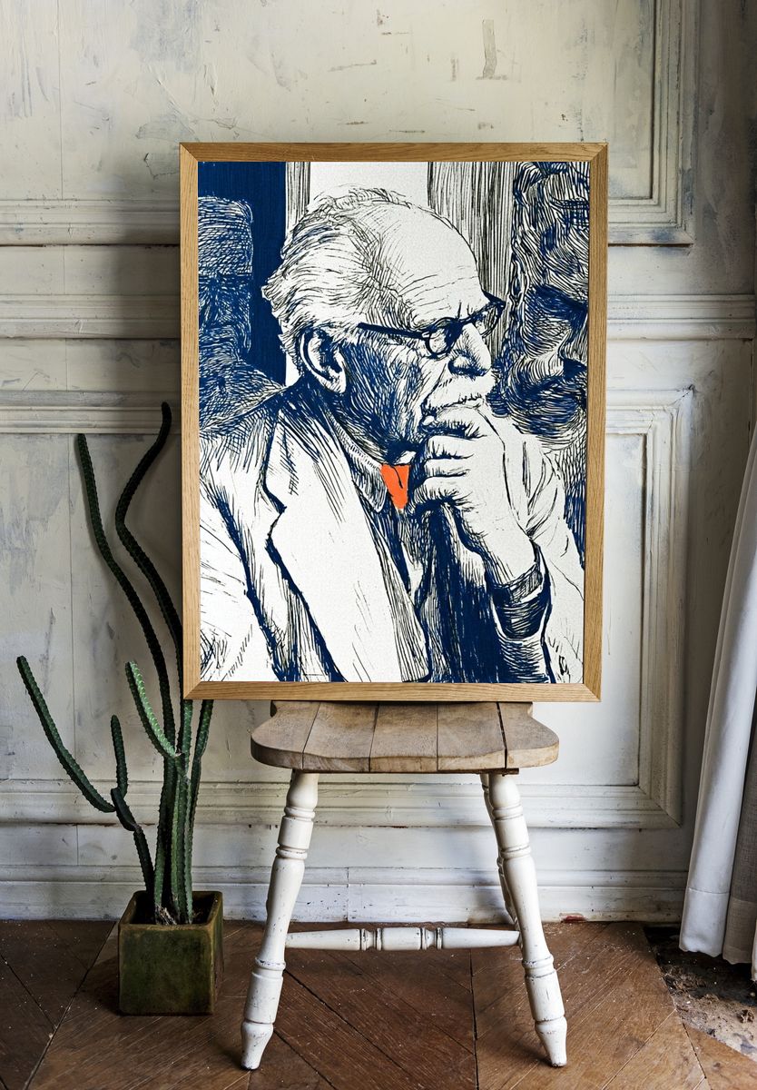 Thinking Man Ink Portrait Poster. room preview