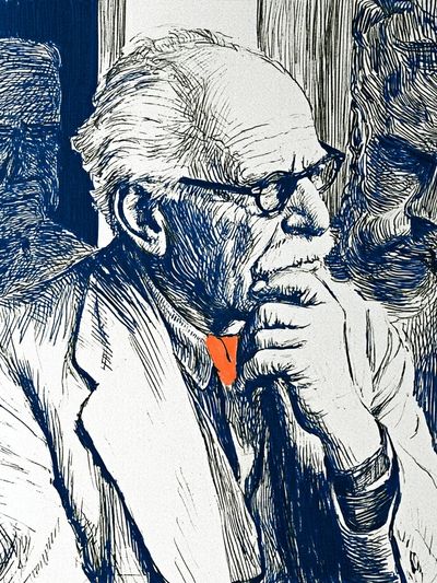 Thinking Man Ink Portrait Poster. poster