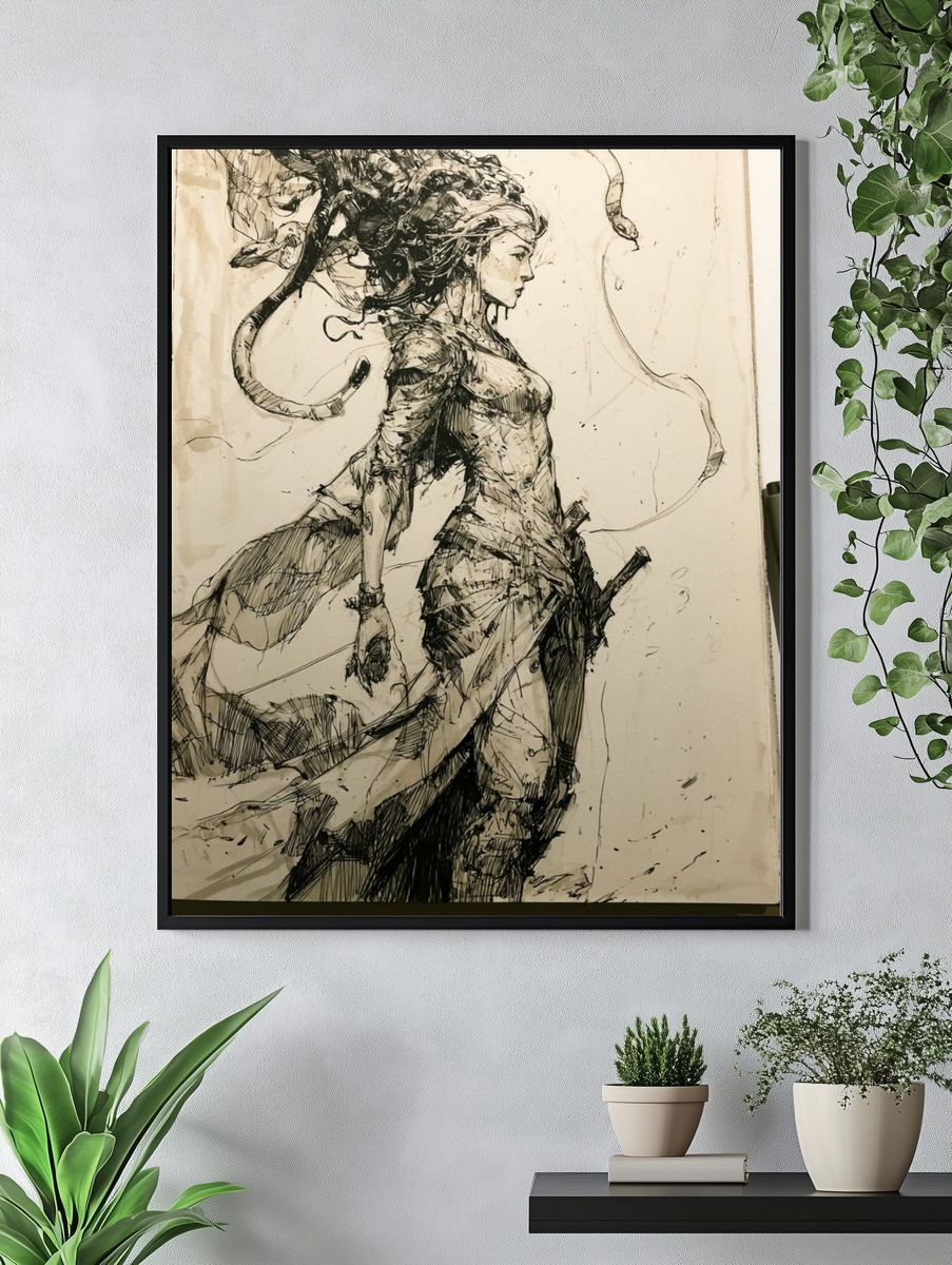 Ink Figure Study Illustration Poster. — room view 4