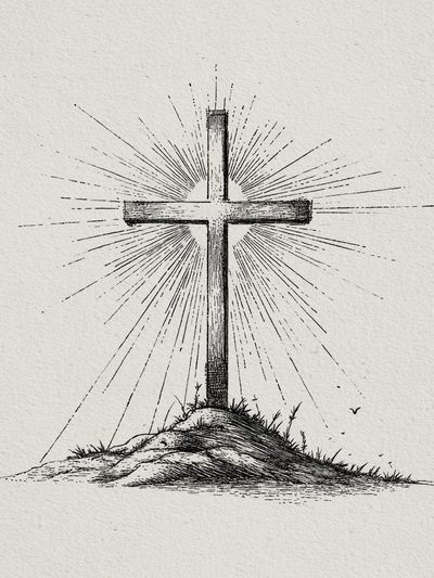 Radiant Cross Ink Print. poster