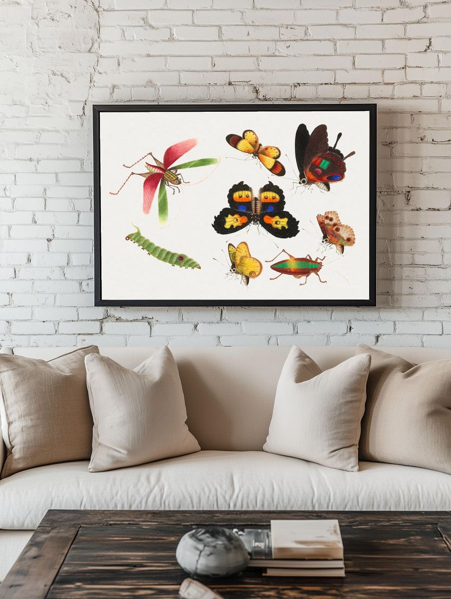 Colorful Insects Illustration Poster. — room view 1