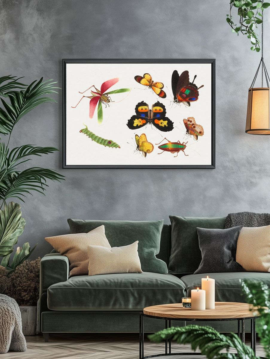 Colorful Insects Illustration Poster. — room view 4
