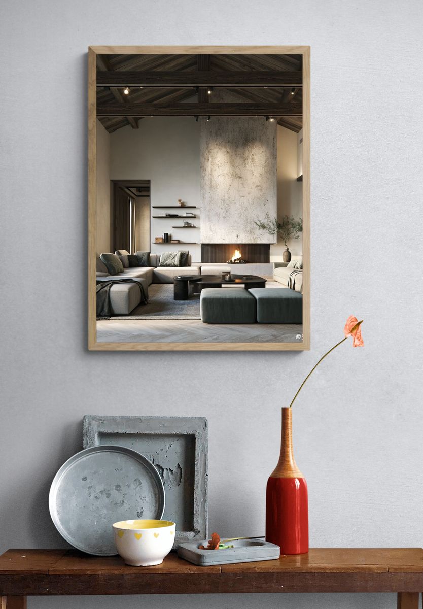 Modern Rustic Living Room Photography Poster. — room view 3