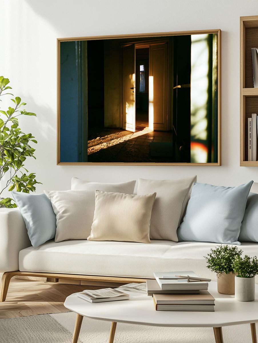 Sunlit Doorway Interior Photography Poster. — room view 2