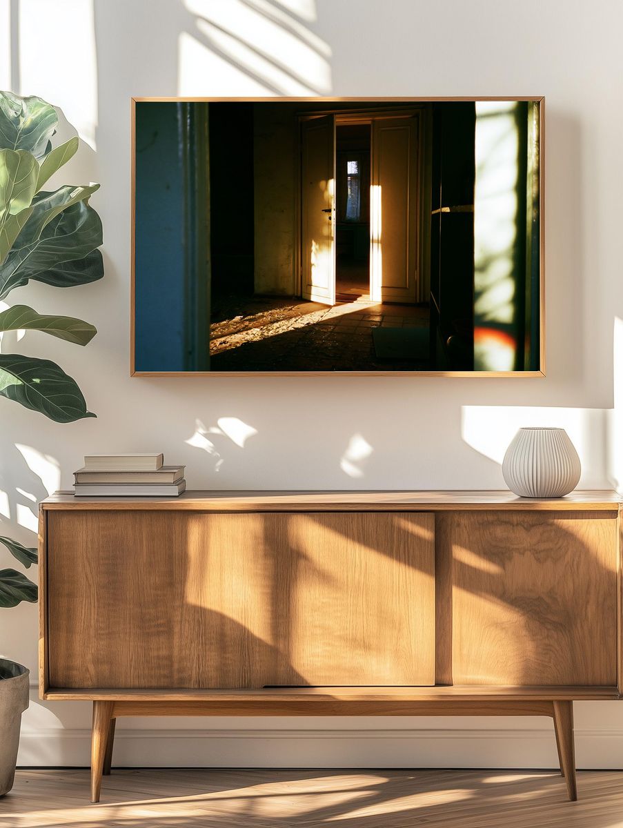 Sunlit Doorway Interior Photography Poster. — room view 3