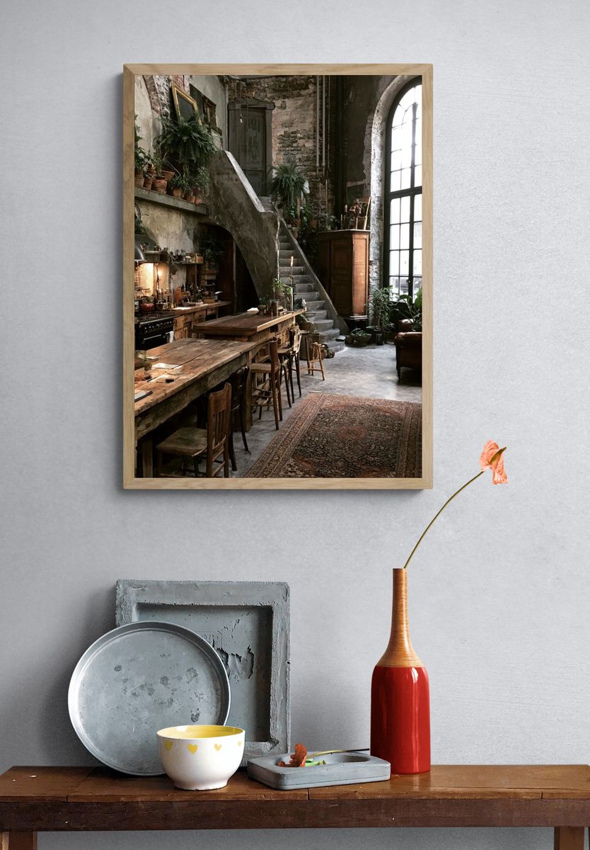 Rustic Loft Interior Photography Poster. — room view 3