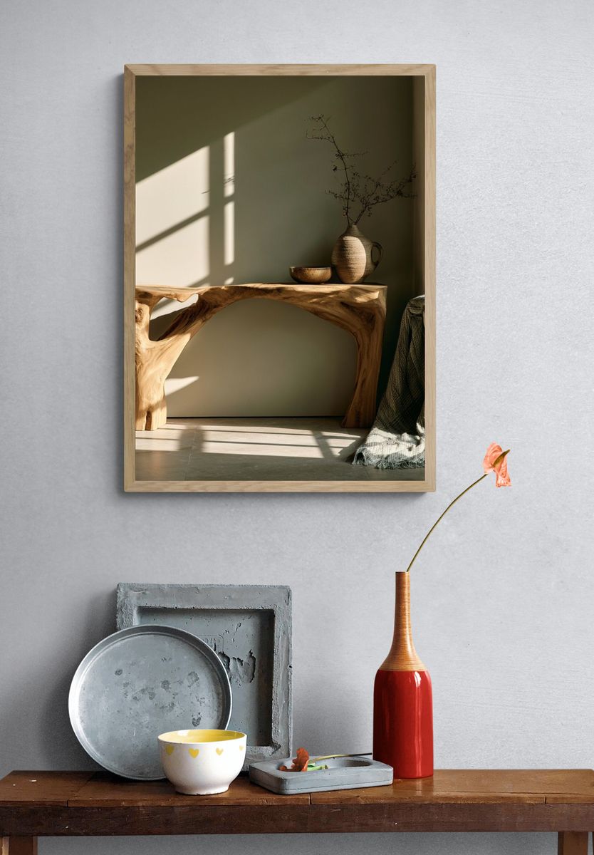 Rustic Wooden Console Photography Poster. — room view 3