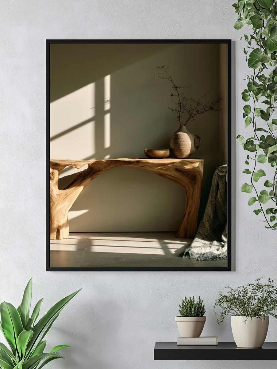 Rustic Wooden Console Photography Poster. — room view 4