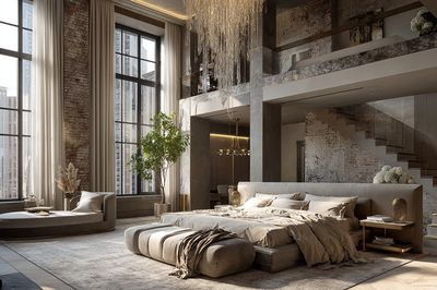 Luxury Loft Bedroom Photography Print.