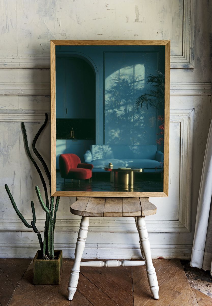 Moody Blue Interior Photography Poster. — room view 1