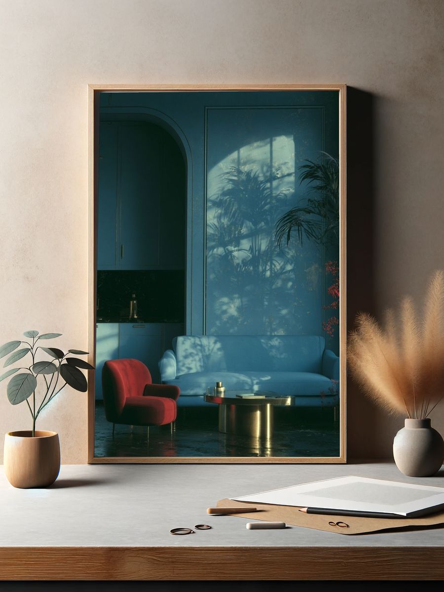 Moody Blue Interior Photography Poster. — room view 2