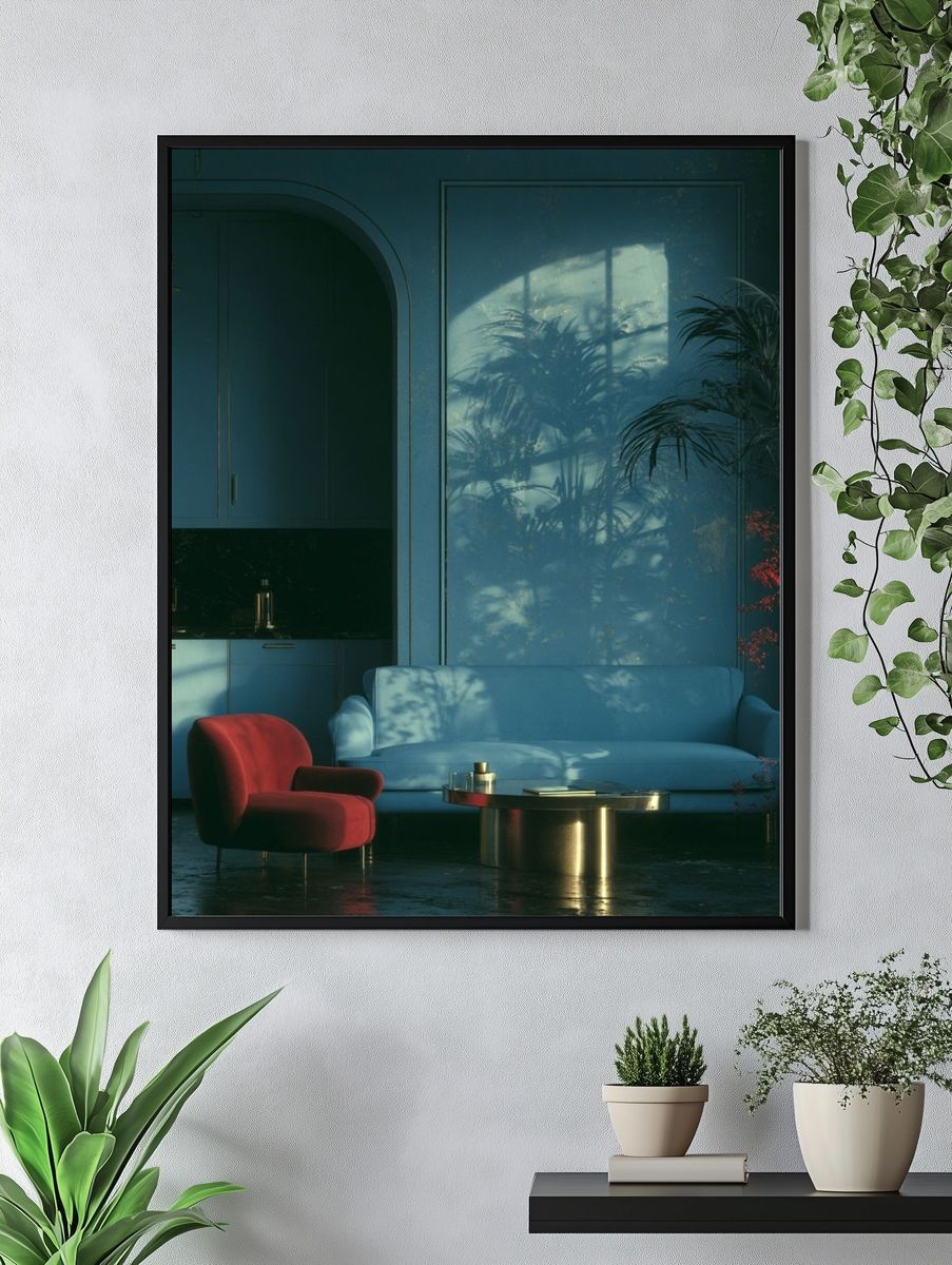 Moody Blue Interior Photography Poster. — room view 4