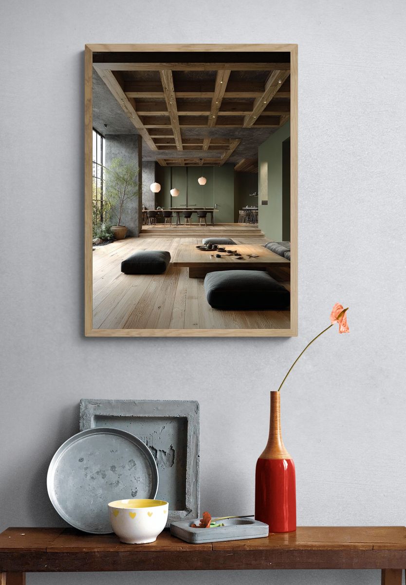 Japandi Interior Living Space Print. — room view 3