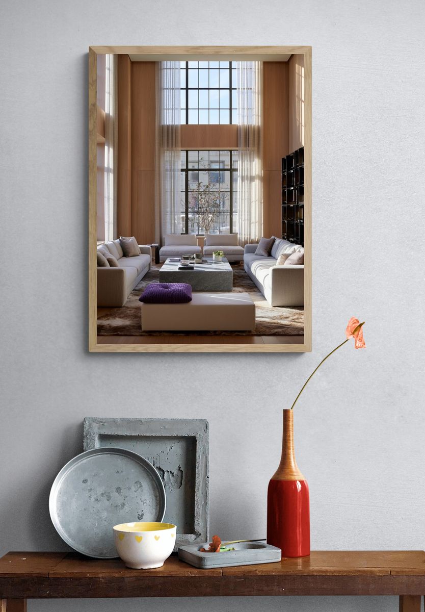 Modern Sunlit Living Room Photography Poster. — room view 3