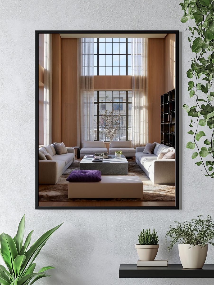Modern Sunlit Living Room Photography Poster. — room view 4