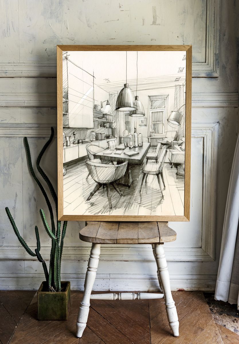 Modern Interior Sketch Poster. room preview
