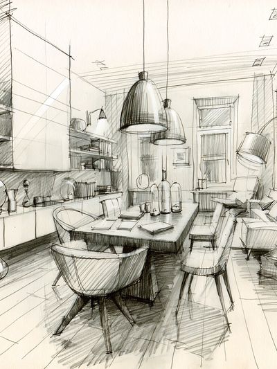 Modern Interior Sketch Poster.