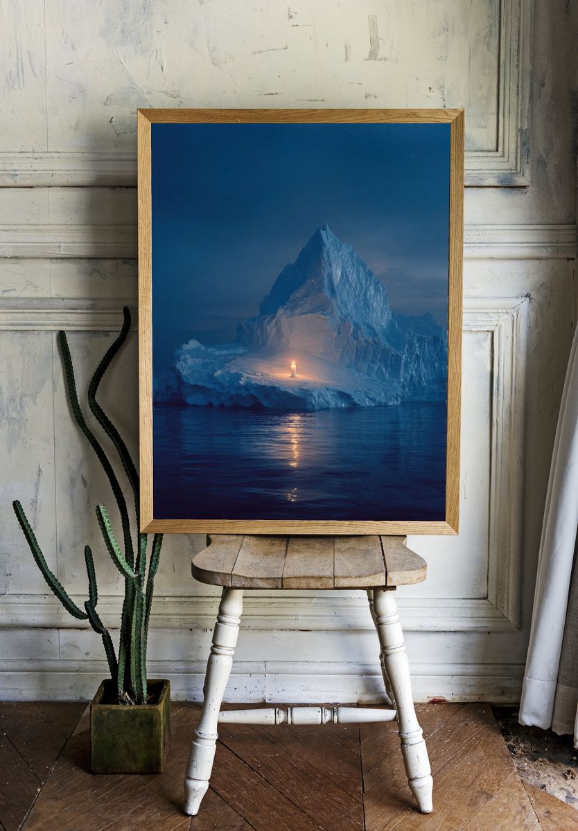 Iceberg with Candle — Photography Print. — room view 1
