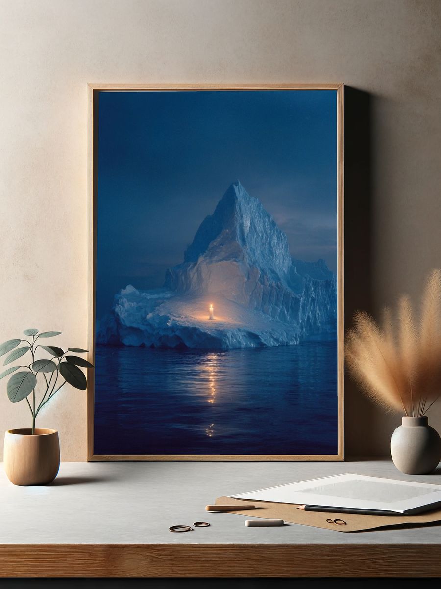 Iceberg with Candle — Photography Print. — room view 2