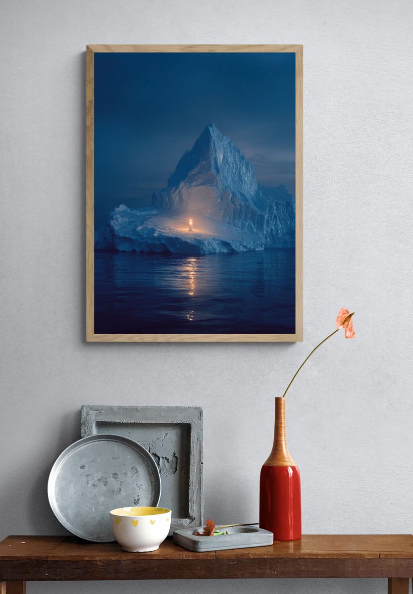 Iceberg with Candle — Photography Print. — room view 3