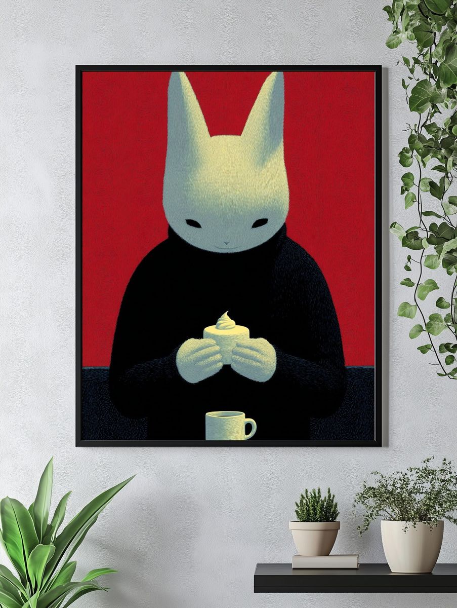 Rabbit with Dessert — Illustration Print. — room view 4