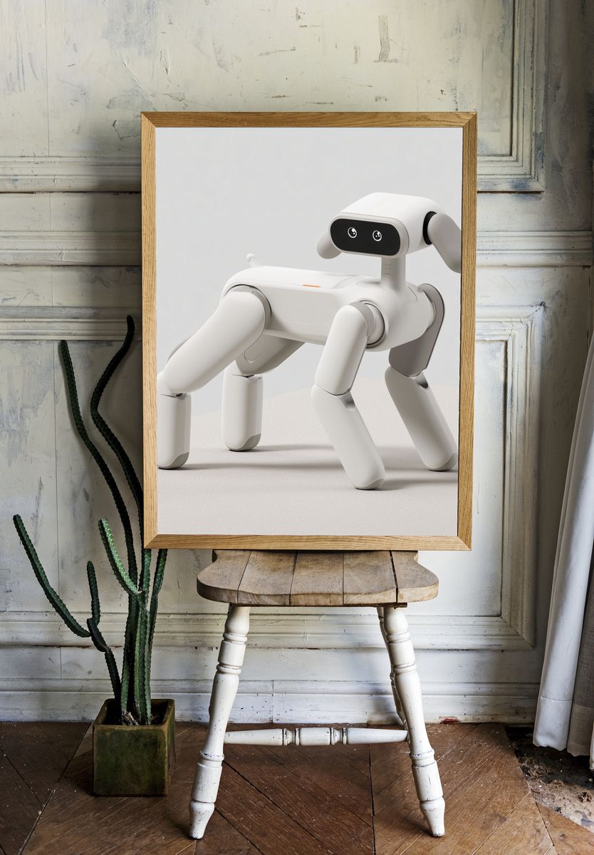 Cute Robot Dog Illustration Poster. — room view 1