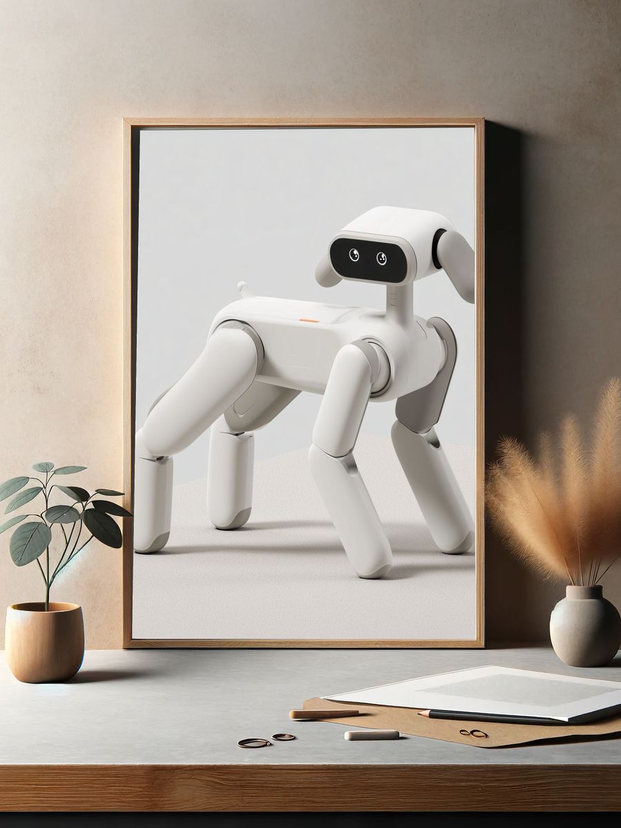 Cute Robot Dog Illustration Poster. — room view 2