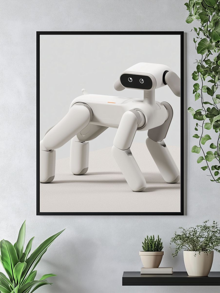 Cute Robot Dog Illustration Poster. — room view 4