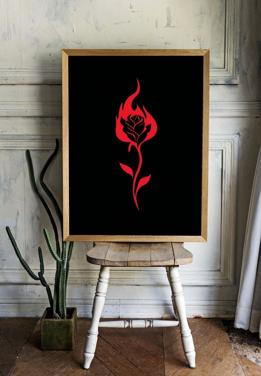 Flaming Rose — Illustration Print. — room view 1