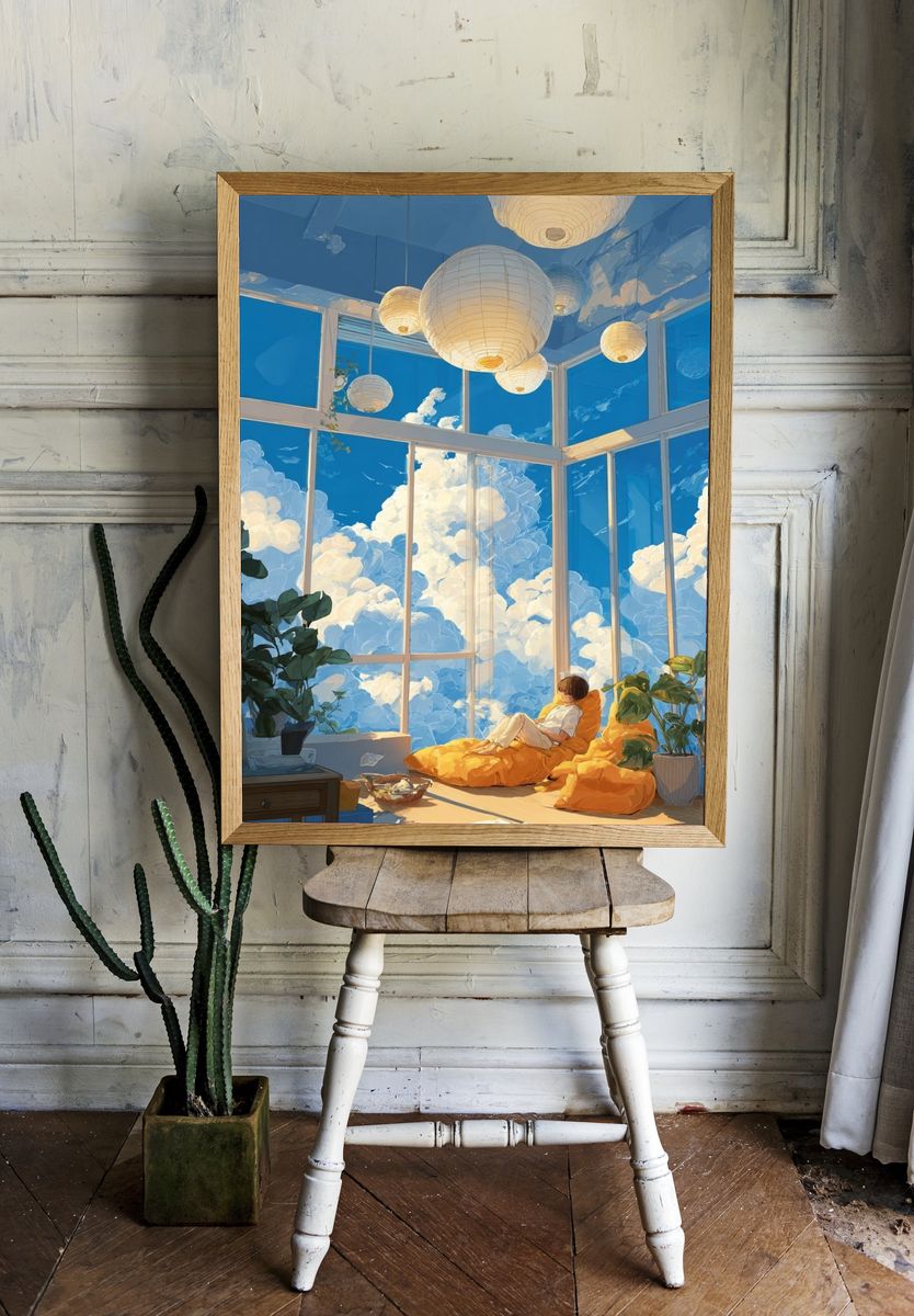Cozy Reading Nook — Illustration Print. — room view 1
