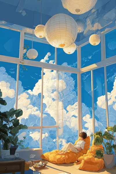 Cozy Reading Nook — Illustration Print. poster print